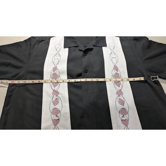 Cubavera Dress Shirt For Men XL Black and Tan Embroidered Short Sleeve - Picture 9 of 10